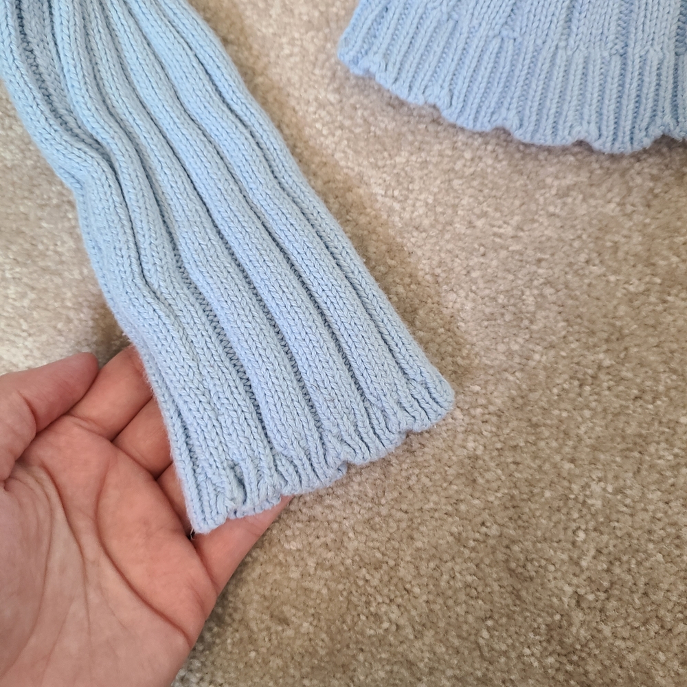 Kids Light Blue Ribbed Button-Up Cardigan - Picture 3 of 7